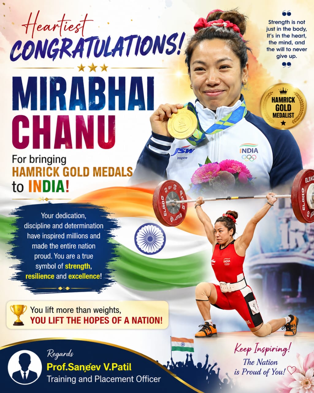 Congratulations Mirabhai Ma'am, for the Hatrick Gold Medal for India