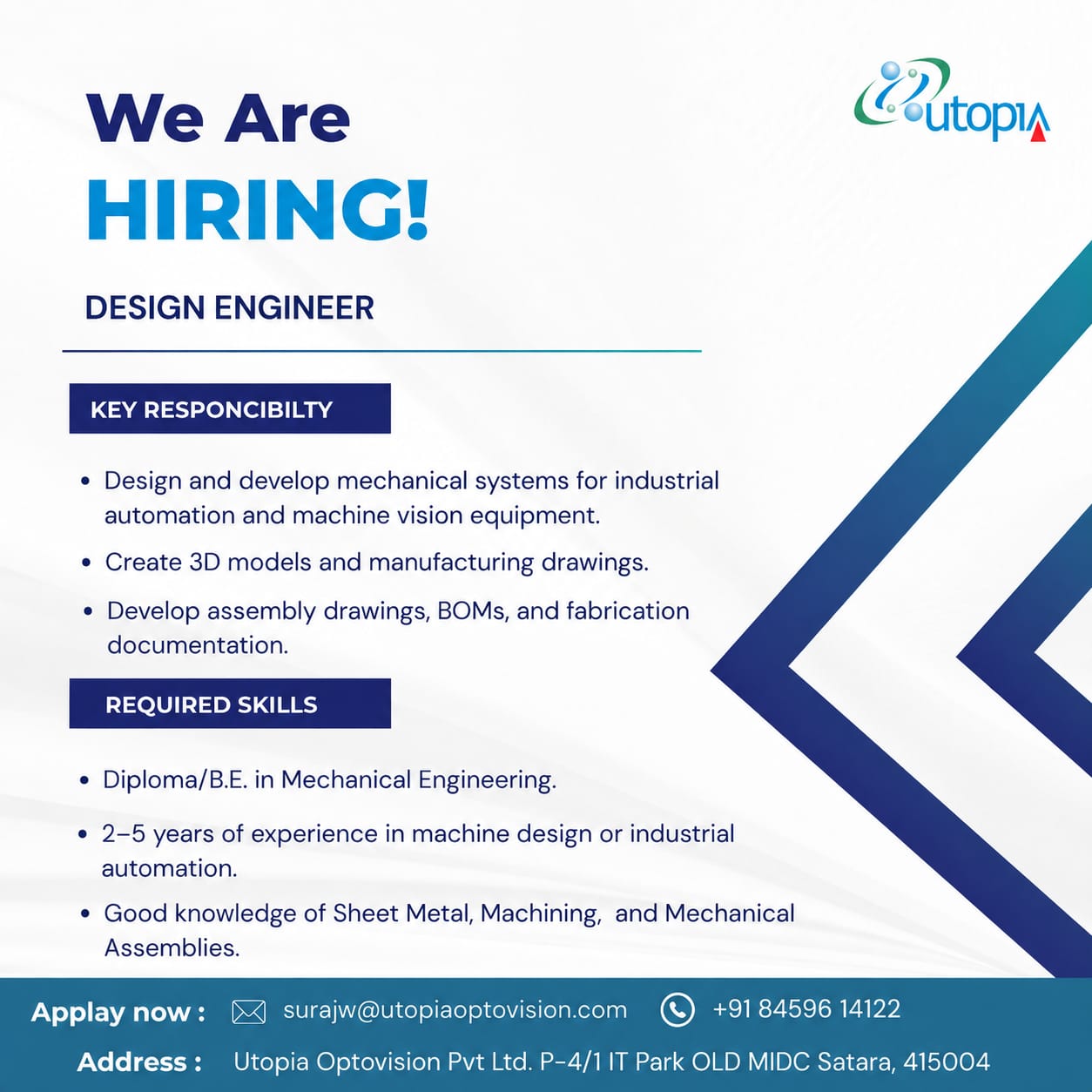 Off Campus Drive by Uthopia, INterested can send resume on given email